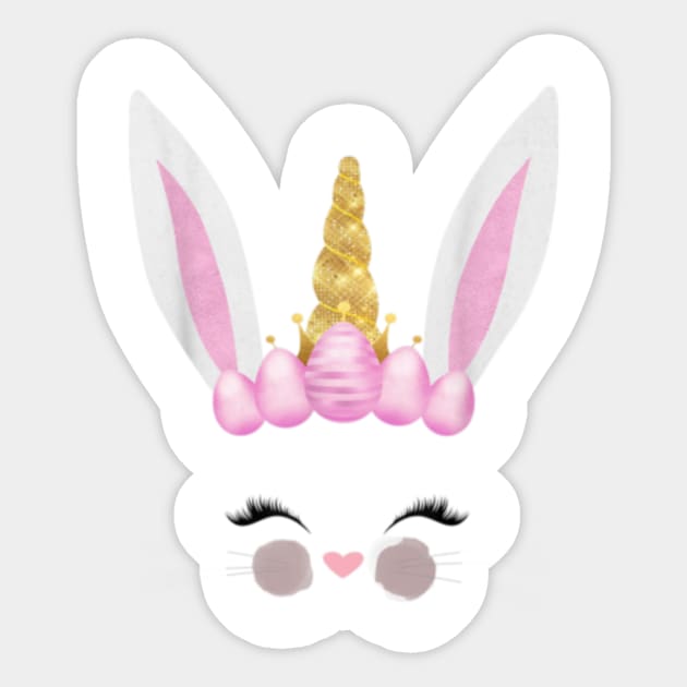 Girls Unicorn Easter Bunny Face Bunnicorn Egg Hunt Sticker by flickskyler179